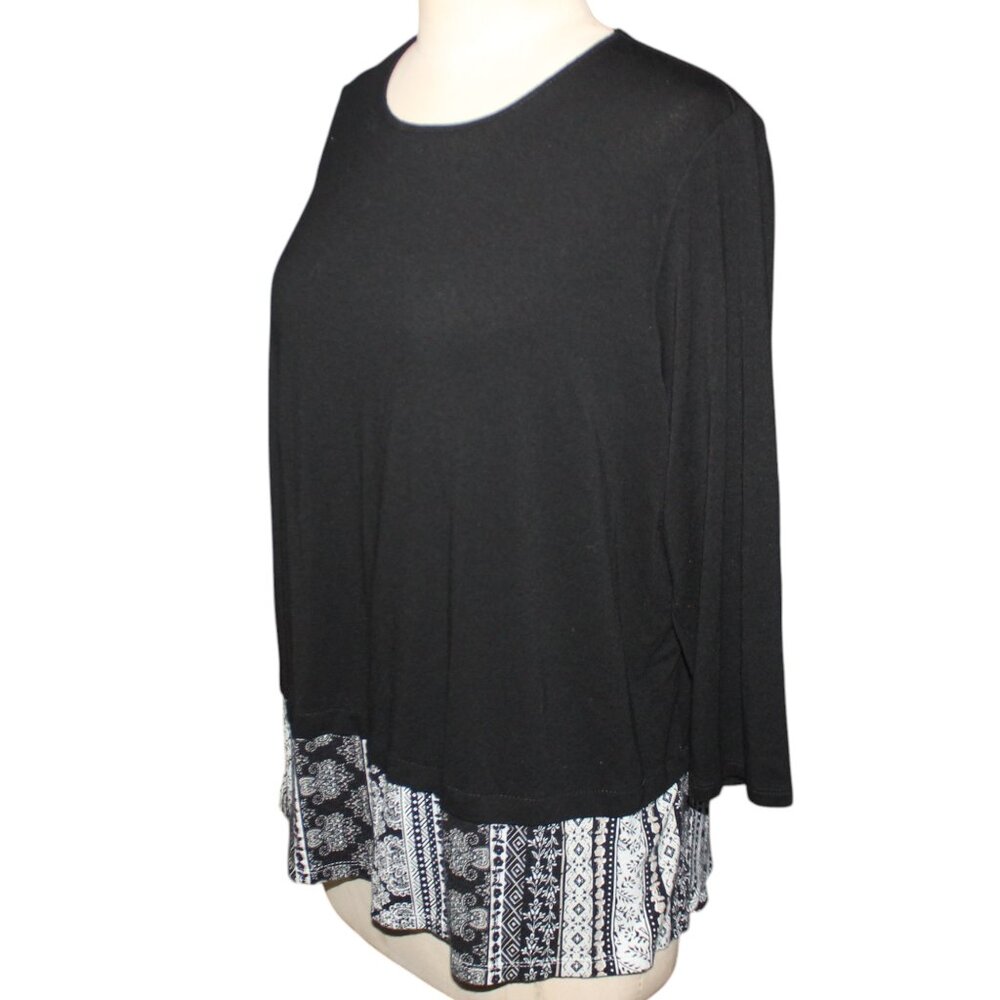 J. JILL Wearever Collection Sz L Petite Asymmetrical Hem Work Blouse Top Tunic - Picture 3 of 6